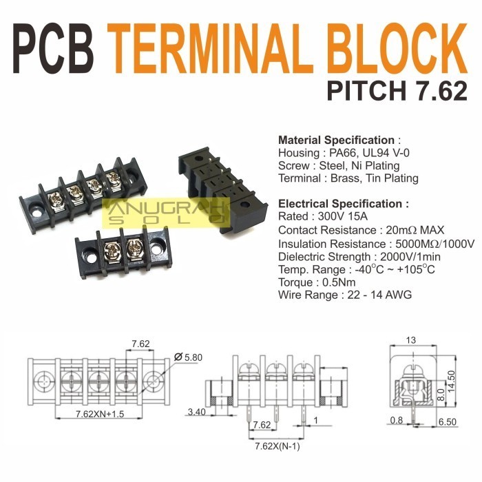 (:(:(:(] Terminal Blok PCB Terminal Block Konektor Kabel Kuping
