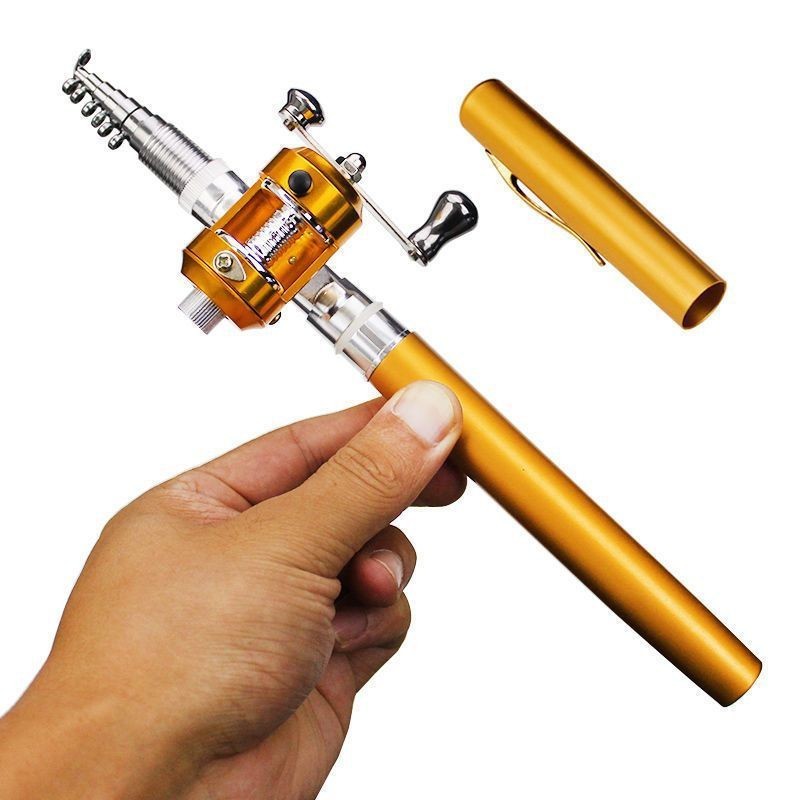 Mini Fishing Rod Short Sea Fishing Rod Rod Miniature Rock Role Metallic Pen Pocket Ice Fishing Rod F