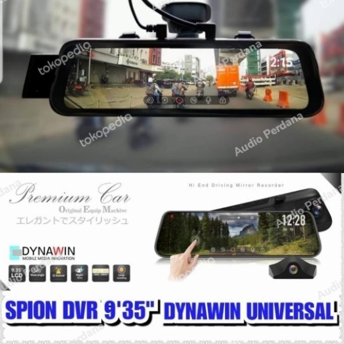 DVR Dashcam Dynawin Dual Kamera Spion + Belakang .