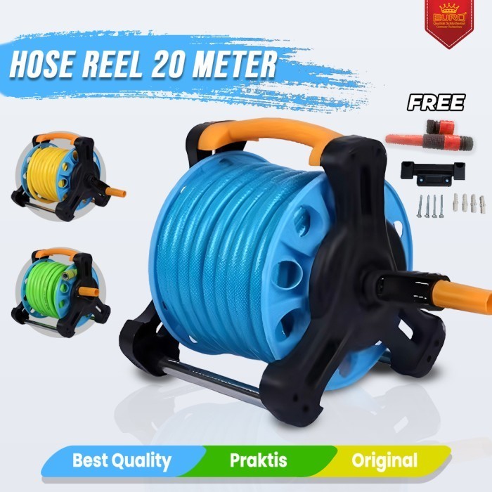 Gulungan Selang Air Manual Hose Reel Dengan Selang Air 20 Meter