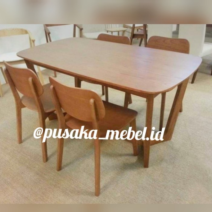 set meja kursi makan minimalis kayu jati, meja makan 4 kursi kayu jati