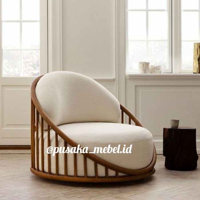 sofa single seater sofa santai sofa tv bulat minimalis, sofa kayu jati