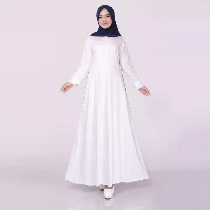 Gamis Katun Jepang Polos Putih Original Seragam Muslim Kiky Collection