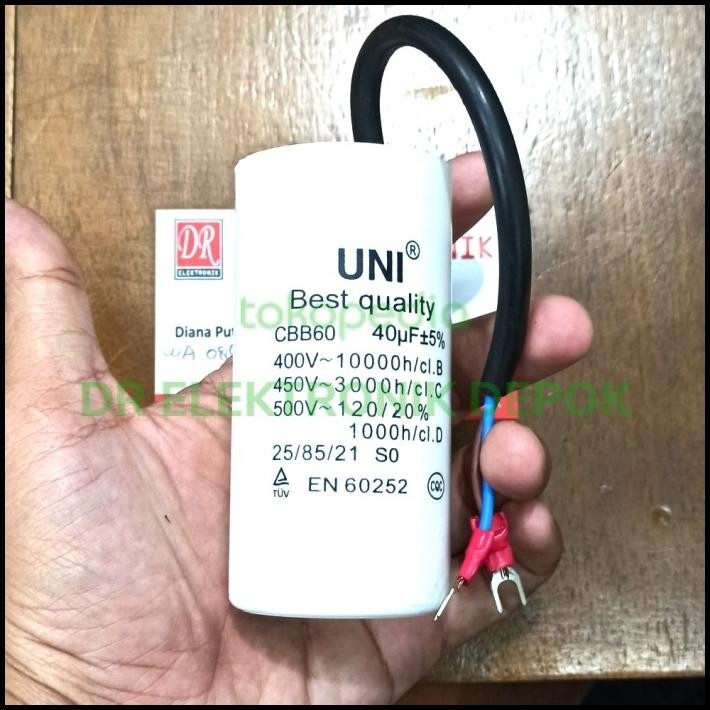 DISKON KAPASITOR CAPASITOR MESIN CUCI 40UF 40 MIKRO 2 KABEL CBB60 UNI 