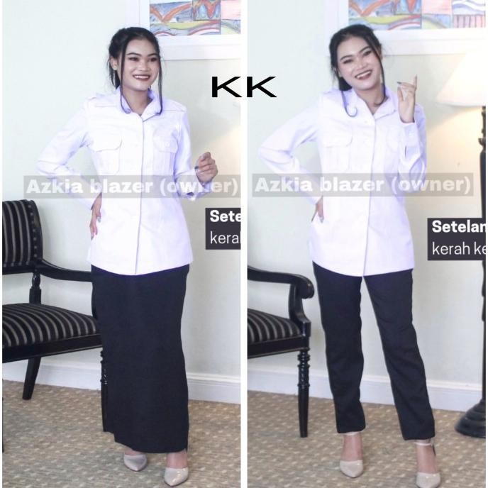 Seragam Blazer Kerja Wanita Putih Pppk,Seragam Kerja Pns Wanita Putih