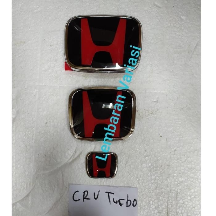Paket Emblem Logo Honda Hitam Mobil Crv Turbo