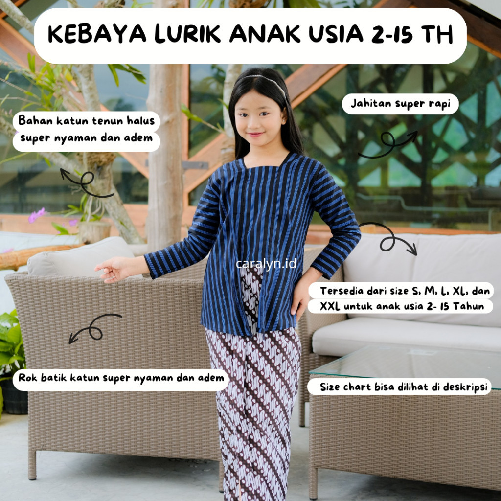 [ONE SET PREMIUM ANAK] KEBAYA LURIK BAJU ADAT JAWA SETELAN KEBAYA ADAT ANAK PEREMPUAN