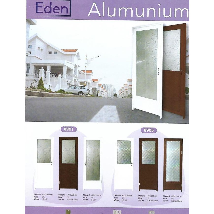 Pintu Kamar Mandi Aluminium Eden | Engsel Kanan / Kiri