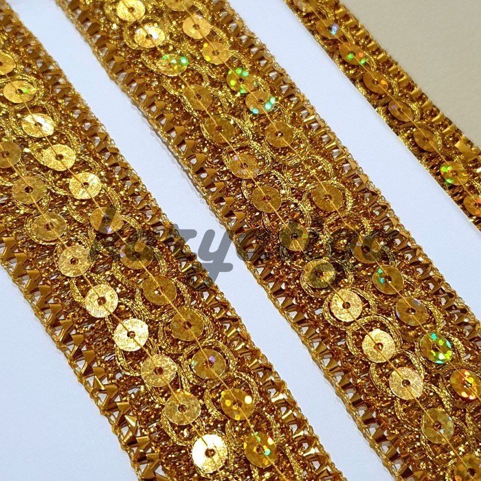 

Renda Emas / Renda India 1603T Lebar 3.5 cm - 17 Yard