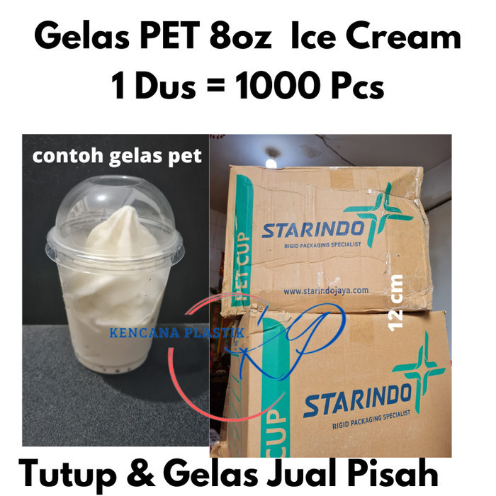 Gelas Cup Ice Es Cream Sundae Pet 8 Oz Starindo 1 Dus 1000 Pcs