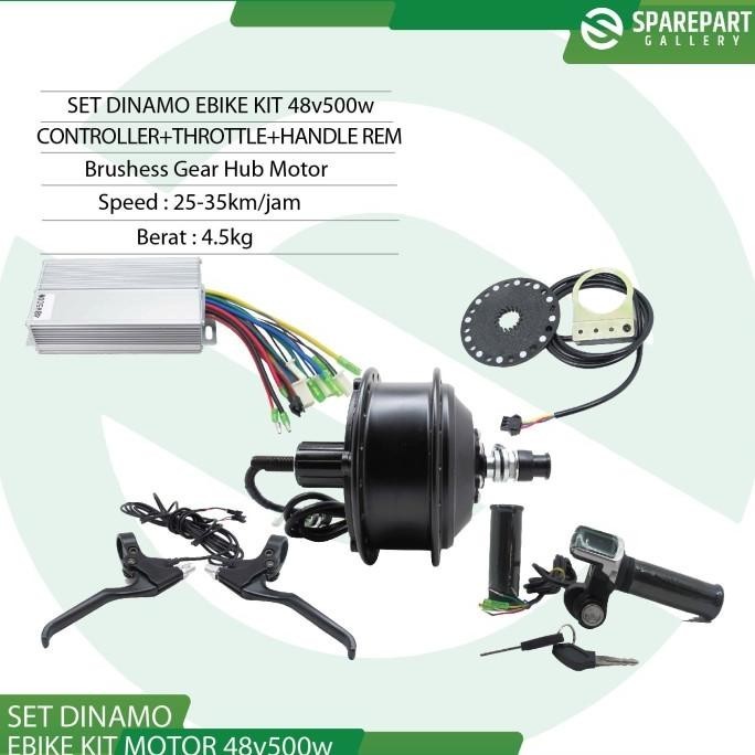 Set Ebike Kit Dinamo motor bldc 48v500w sepeda listrik jeruji 36hole