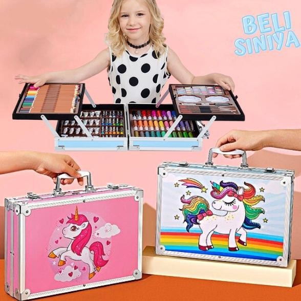 

Crayon Art Set Koper Crayon Mewarnai Anak Alat Lukis Sekolah 145 Pcs