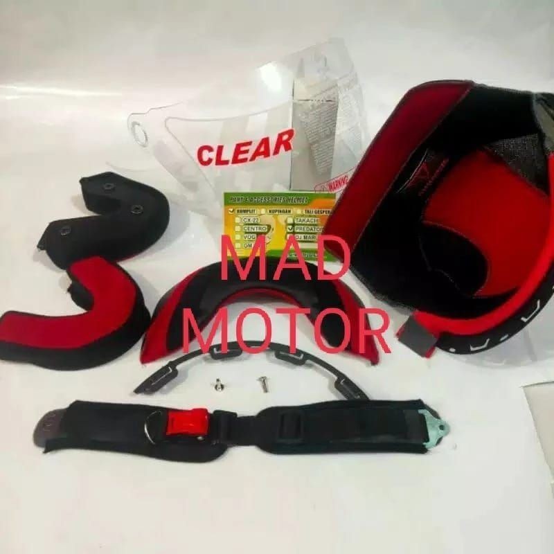 0Paket Busa Helm NHK predator kancing besi + Tali + kaca helm NHK predator 1 visor