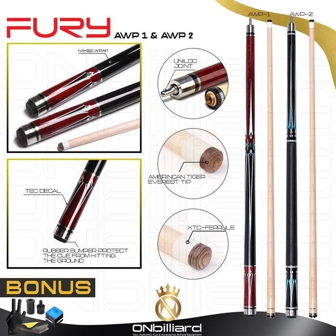 Stick Billiard Fury Awp Series Awp-1 Awp-2 Cue / Stik Billiar Fury Awp