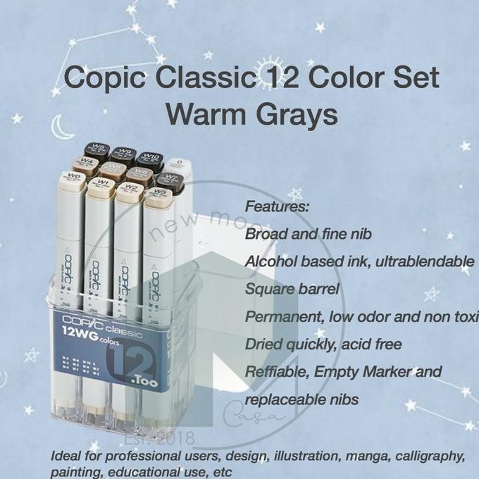 

Copic Marker Set 12 Gray Tg Ng Wg Cg Classic Grays Spidol Arsitektur