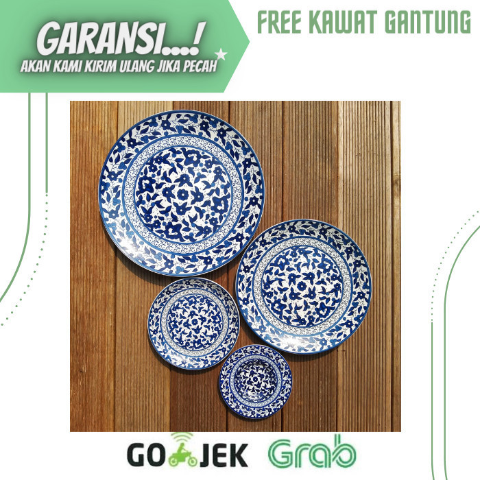 Piring Makan Keramik Dinner Plate Hiasan Dekorasi Dinding Biru Putih