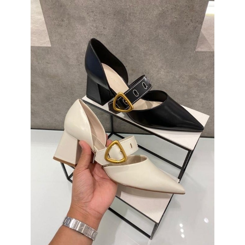 #1-60361482 Sepphe D'Orsay - Jast[p] CK ORIGINAL COUNTER HEELS PUMPS METALLIC BUCKLE STORE AUTHENTIC