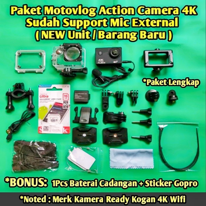 Action Camera 4K Full Hd Wifi Support C External Motovlog Kogan 4K