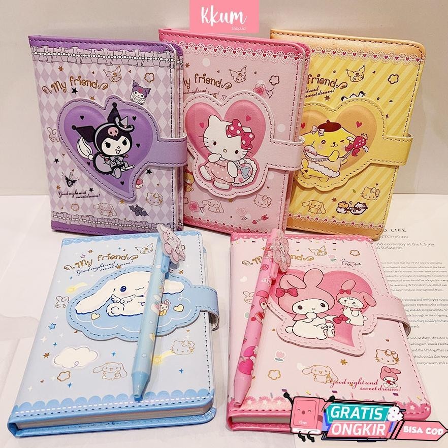 

gd-8 2 in 1 Gift set notebook sanrio magnet/ Buku tulis cute kuromi cinnamorol Premium