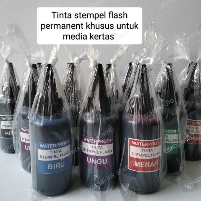 

Terlaris Tinta stempel warna flash waterproof,tinta permanen,anti luntur 100 ml SALE