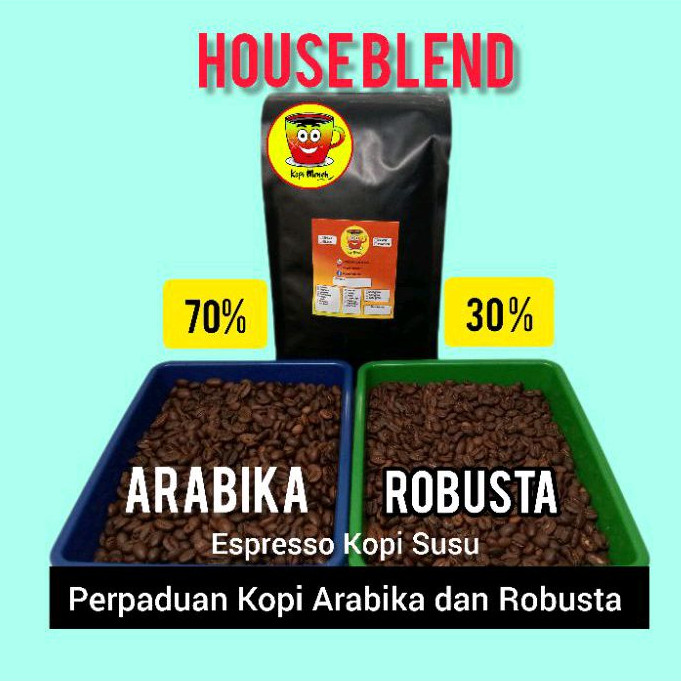 

Beans Houseblend Biji Bubuk Kopi Susu Blend 70%30% Arabika Mix Robusta 1Kg 500gram 250gram