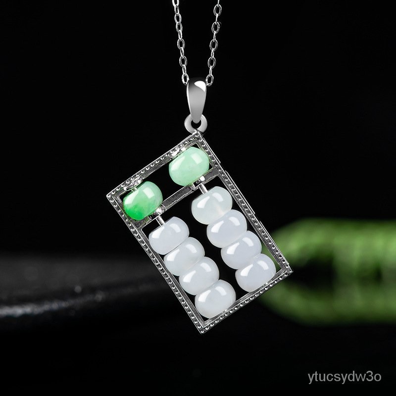 （Dengan Sertifikat）（ytucsydw3o）Zamrud AlamiALiontin Sempoa Barang KeberuntunganS925Kalung Liontin Ba