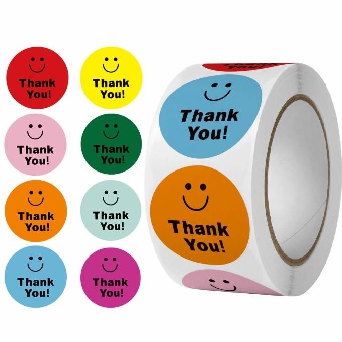 

OLH - Stiker Thank You Smiley Face isi 500 Label sticker Paket online Murah TERLARIS