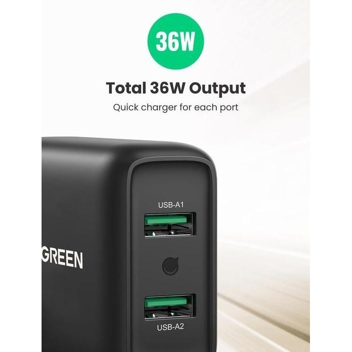 Wall Charger Kepala Adaptor Dual Port Usb Ugreen 36W Pd Fast Charging