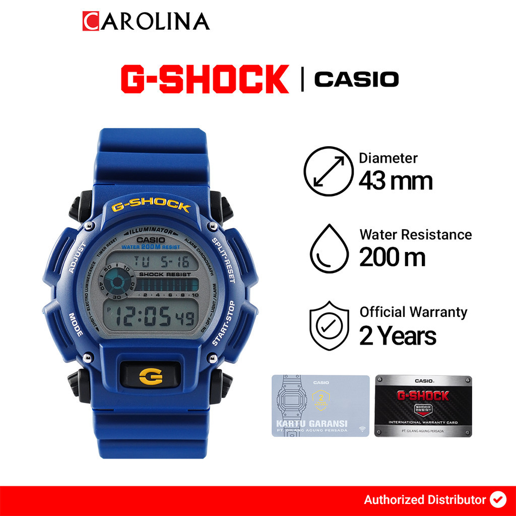 Jam Tangan Pria Casio G-Shock DW-9052-2V Digital Dial Blue Resin Band