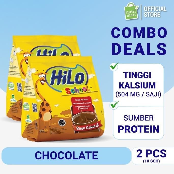 

Twin Pack: HiLo School Chocolate Gusset 10 Sch - Susu Tinggi Kalsium