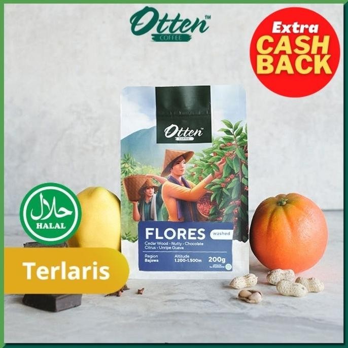 

Kopi Arabica Flores Bajawa 200g - Biji / Bubuk Kopi Otten Coffee