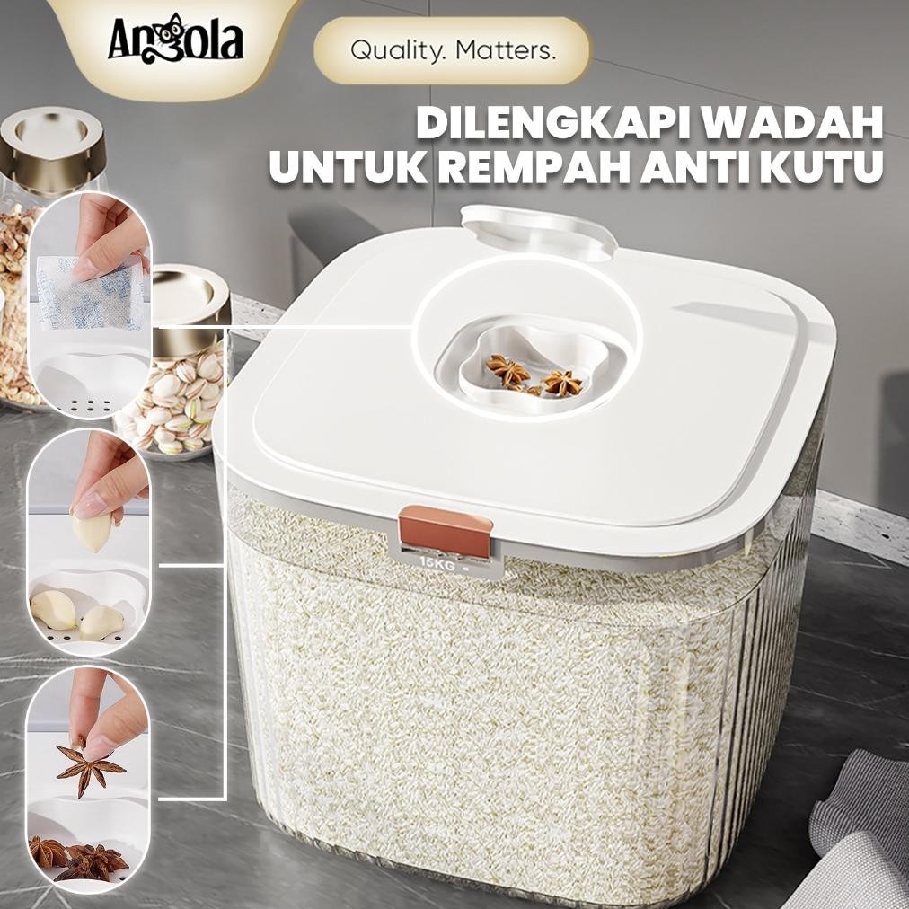 ANGOLA Tempat Beras Transparan 5KG 10KG 15KG / Dispenser Beras E20 E21 / Wadah Penyimpanan Beras Ser