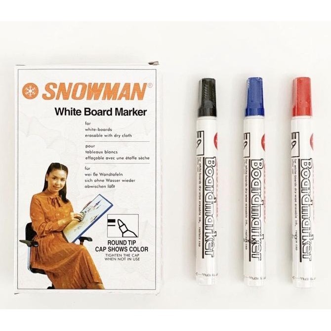

[ LUSINAN - 12PCS ] SPIDOL SNOWMAN WHITEBOARD MARKER BG12 / BG-12