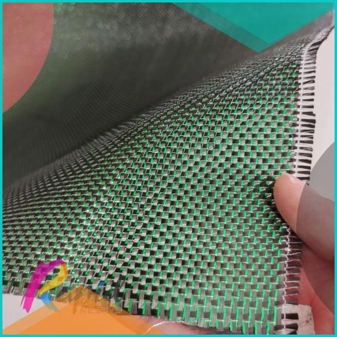 Serat Karbon Kevlar Fiber 3K Benang Hijau Green Metalik Plain 13m4yZ4