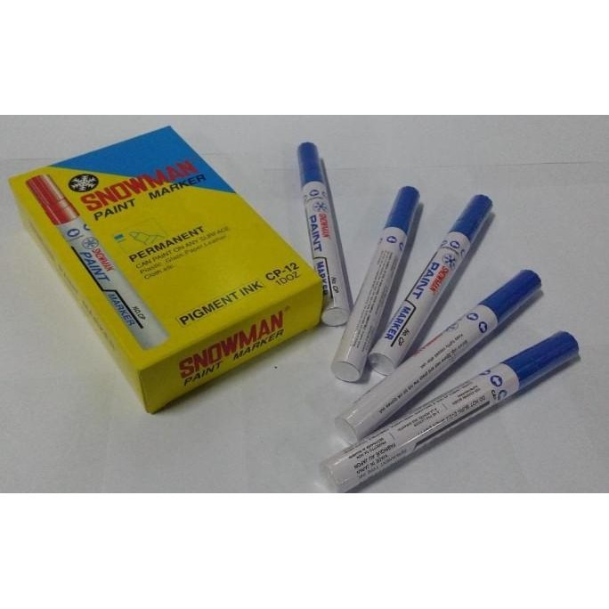 

Spidol Permanent Paint Marker Snowman Biru Isi 12 Pcs