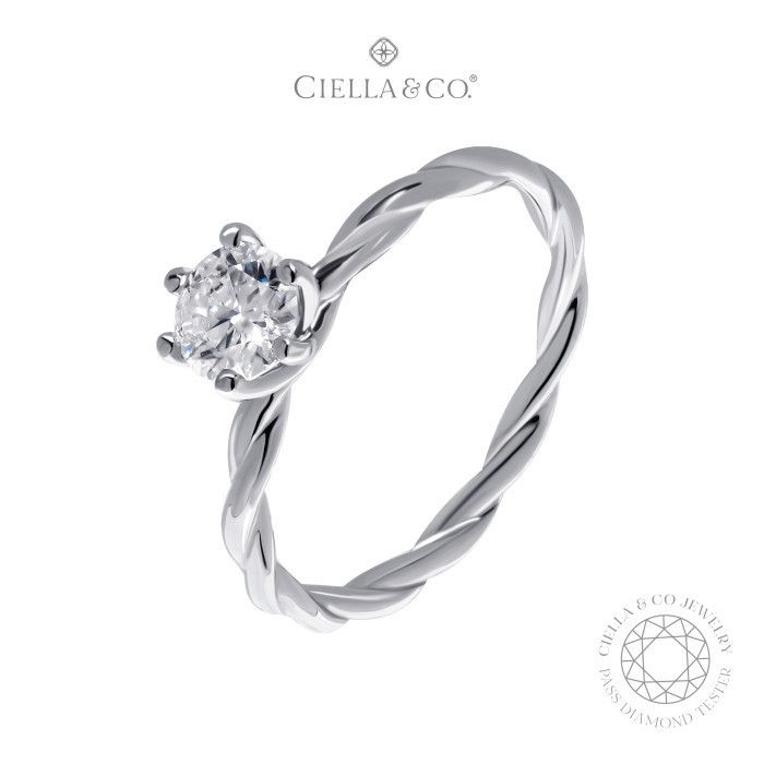 Cincin Moissanite - Ciella&co. Twisted Rope Solitaire Ring