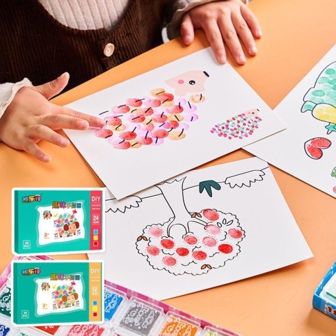 

24 Warna Finger Painting Set Washable / Hand Painting Cat Tangan Anak