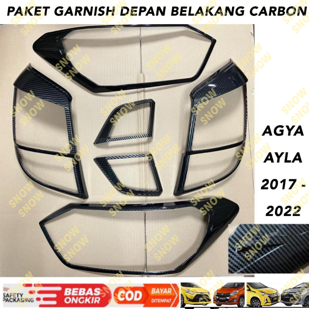 Paket Garnish Depan Belakang Agya Ayla 2017 2020 2021 2022 Carbon Glossy