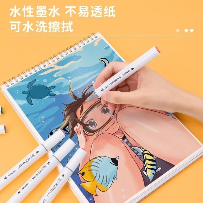 

Deli Marker Water Based - Spidol Double Nib (Brush Dan Chisel) 70804