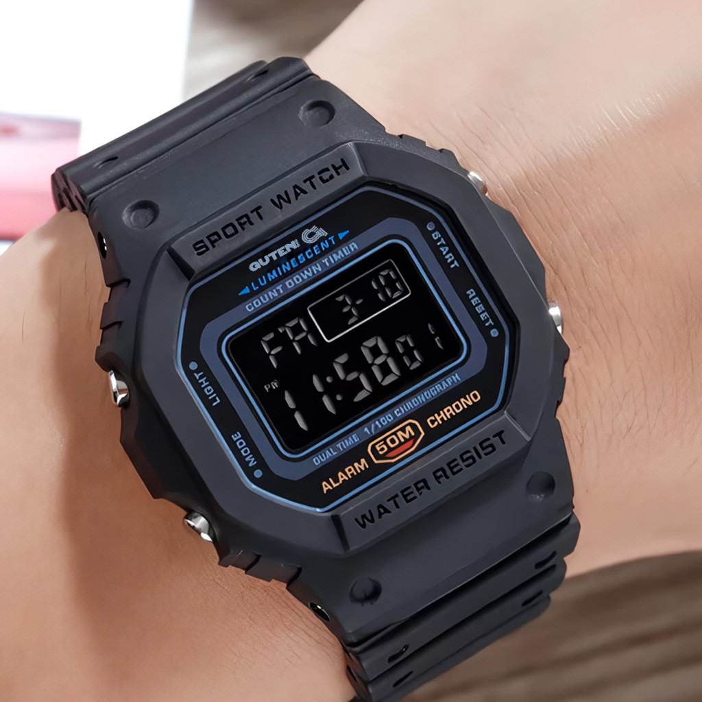 [MURAH PROMO] NOCTURNE DIGTAL l Guten Inc - Jam Tangan Pria Black Sport Watch