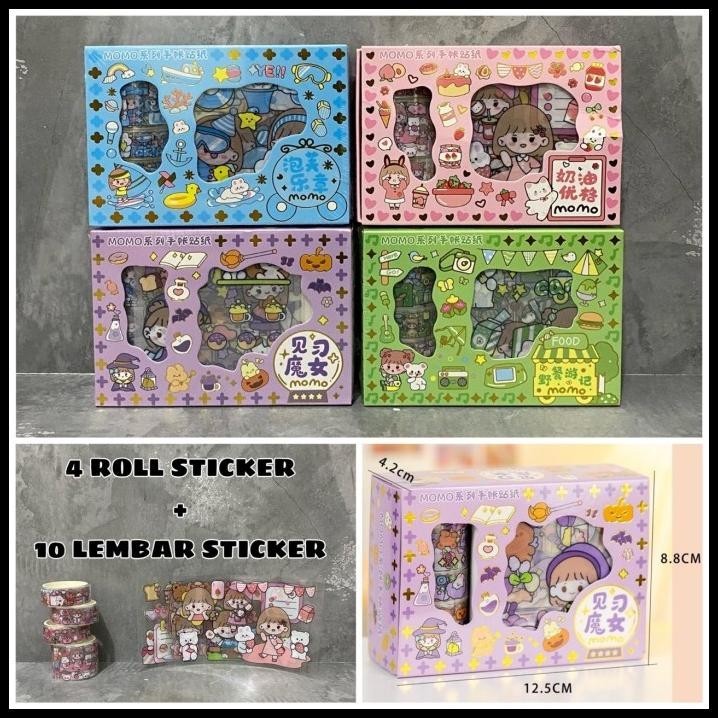 

DISKON STICKER MOMO VIRAL ROLL 2D WATERPROOF AESTHETIC MOMO WASHI TAPE ROLL !