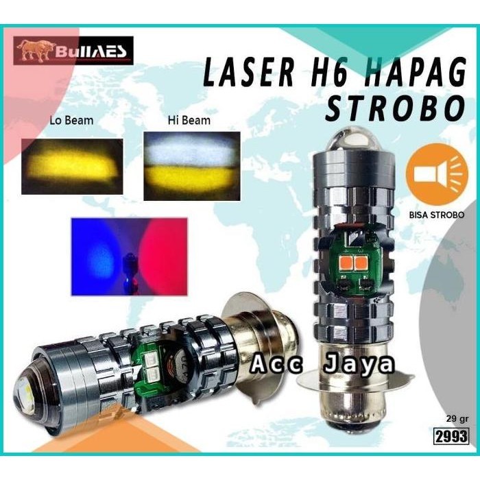 BOHLAM LAMPU DEPAN LED H6 15WATT HAPAG 2 WARNA HI LOW MOTOR UNIVERSAL