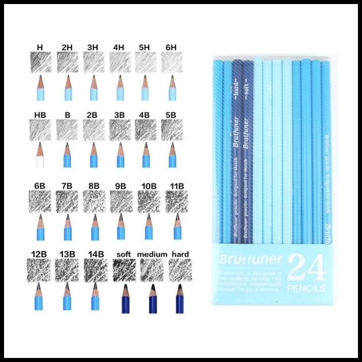 

HOT DEAL BRUTFUNER 24PCS SET PENSIL GAMBAR SKETSA PROFESIONAL 6H -14B PEN !!!!!