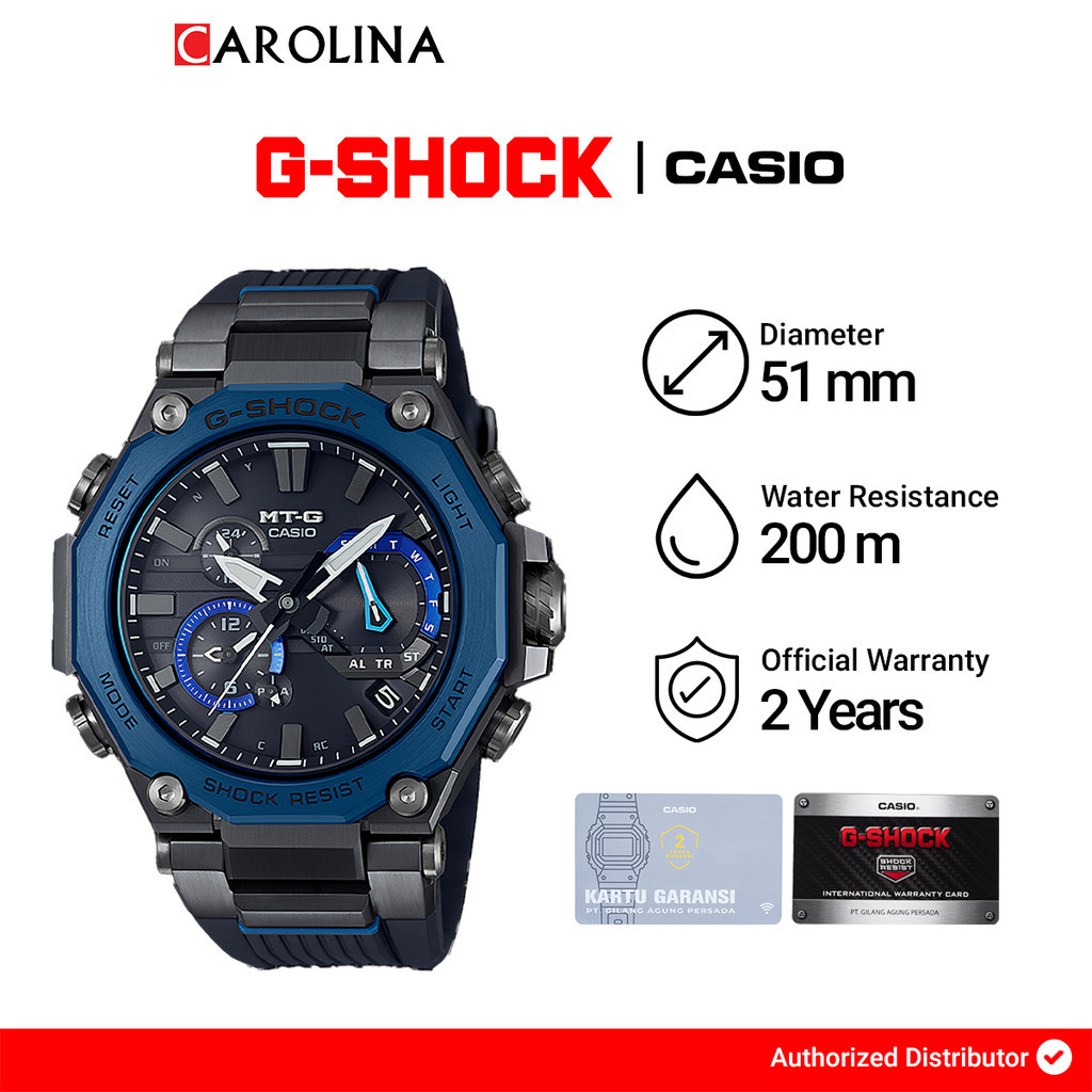 Jam Tangan Pria Casio G-Shock MTG-B2000B-1A2 Tough Solar Triple G Resist Black Dial Resin Band