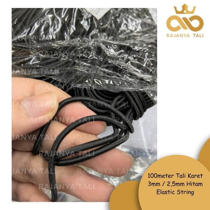 

100Meter Tali Karet 3Mm / 2,5Mm Hitam Elastic String