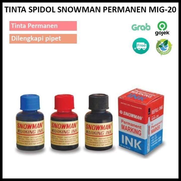 

DISKON TINTA SPIDOL PERMANENT SNOWMAN ISI ULANG REFILL WARNA HITAM PERMANEN !
