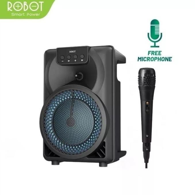 Baru Robot Rb350 Portable Bluetooth 5.3 Karaoke Rgb Speaker + Microphone