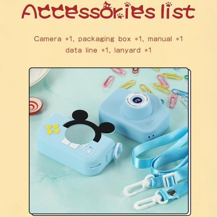 Terbaru Mini Anak Kamera Lucu 1080P Dual Kamera Selfie 2.0 Inch Hd