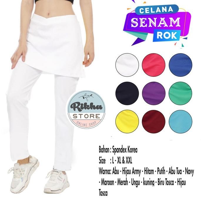 Celana Senam Plus Rok Putih OlahRaga Wanita Training Celana Wanita