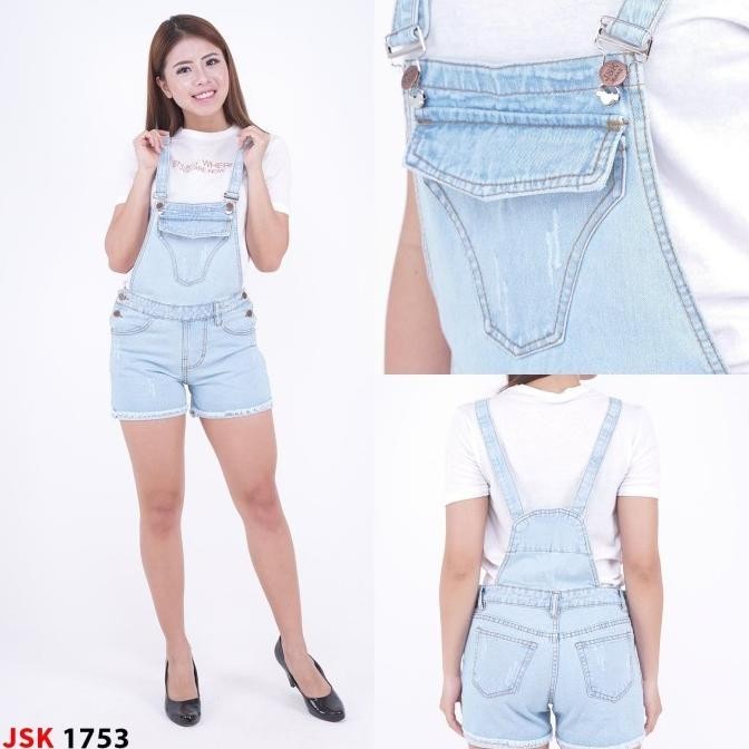 Size27-34 Baju Kodok Wanita Celana Pendek Short Overall Jumpsuit Jeans